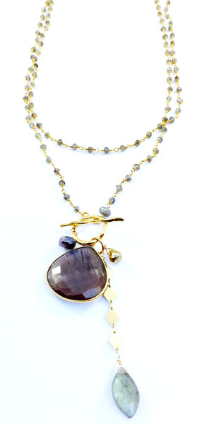 Midnight Moon Crystal Necklace - Labradorite Necklace in