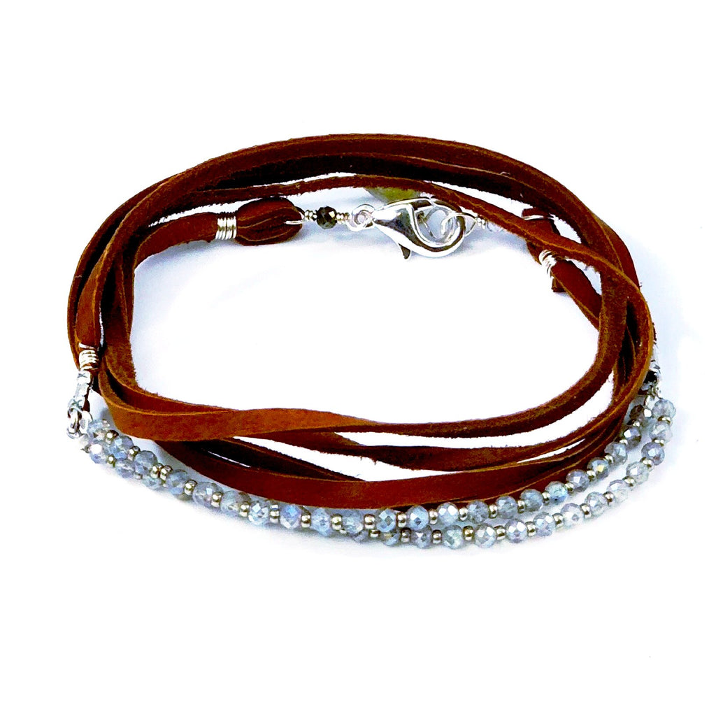 Wrap Labradorite Leather Necklace and Bracelet