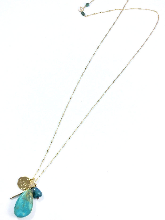 Turquoise Teardrop Cluster Necklace