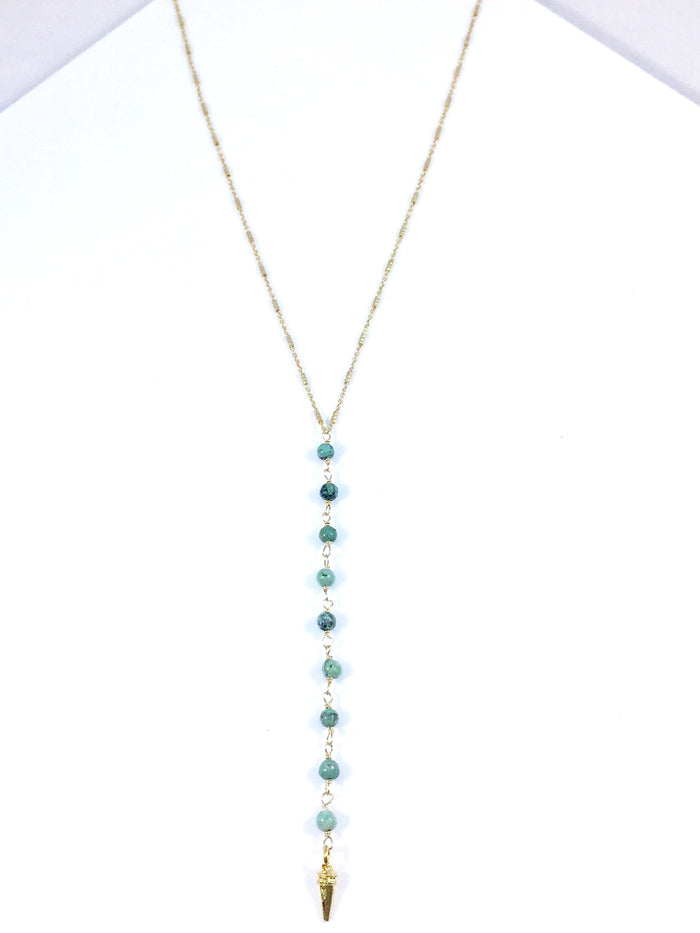 Turquoise Spike "Y" Necklace