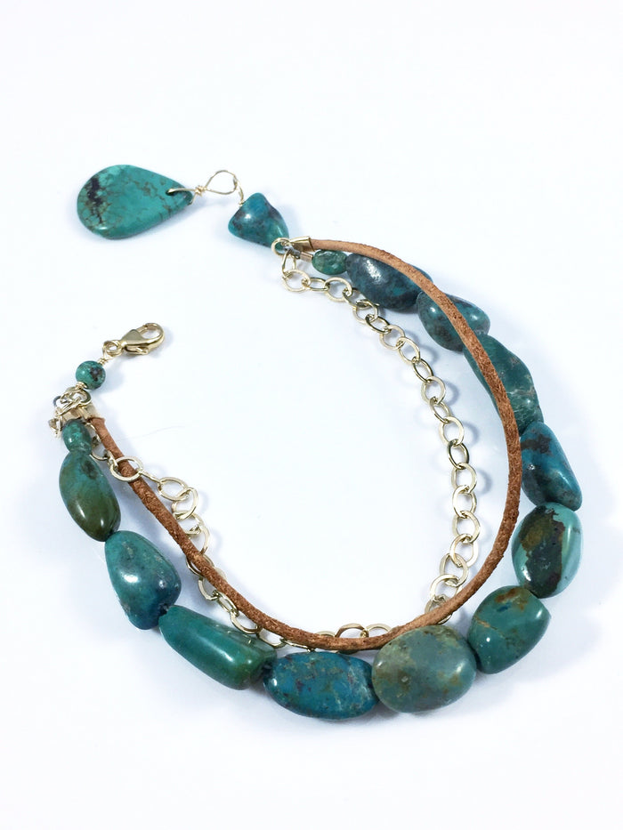 Turquoise 3 Strand Nugget Bracelet