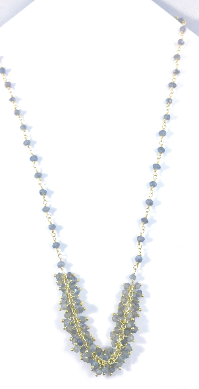 Labradorite Rondelle Cluster Necklace