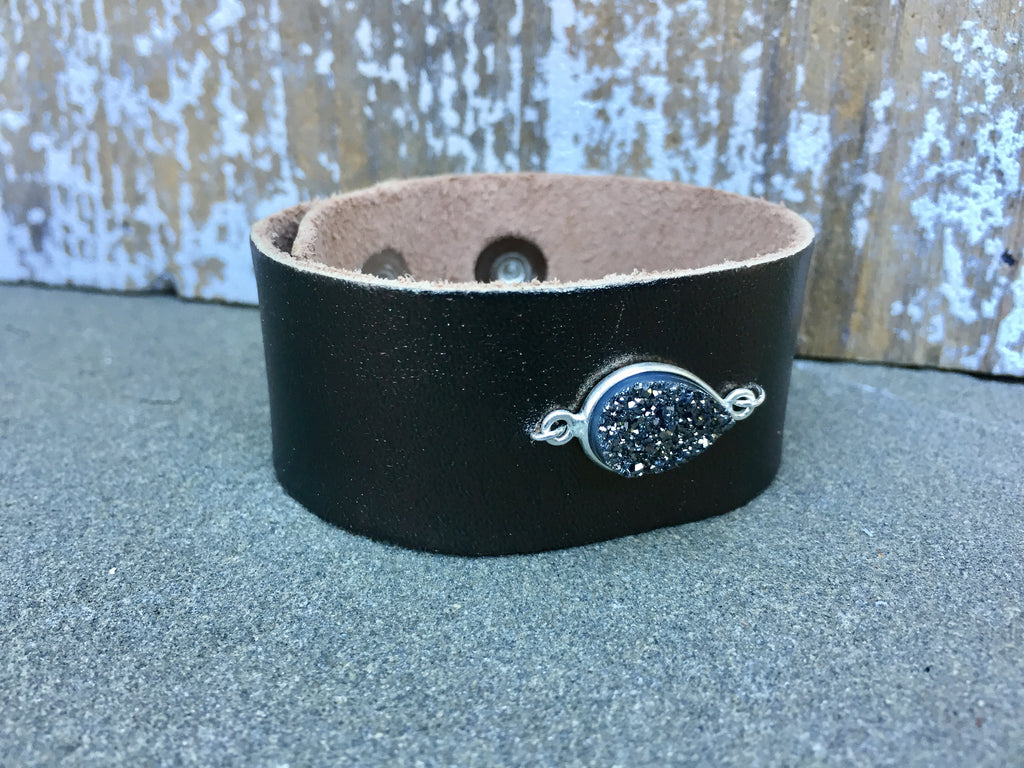 Druzy Leather Cuff Bracelet