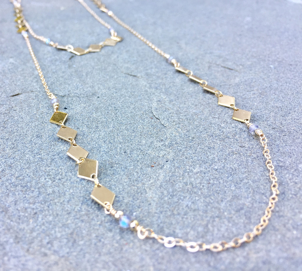 Diamond Chain with Labradorite Necklace