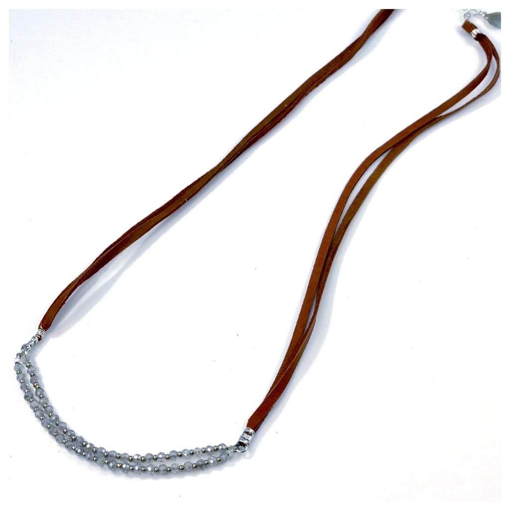 Wrap Labradorite Leather Necklace and Bracelet