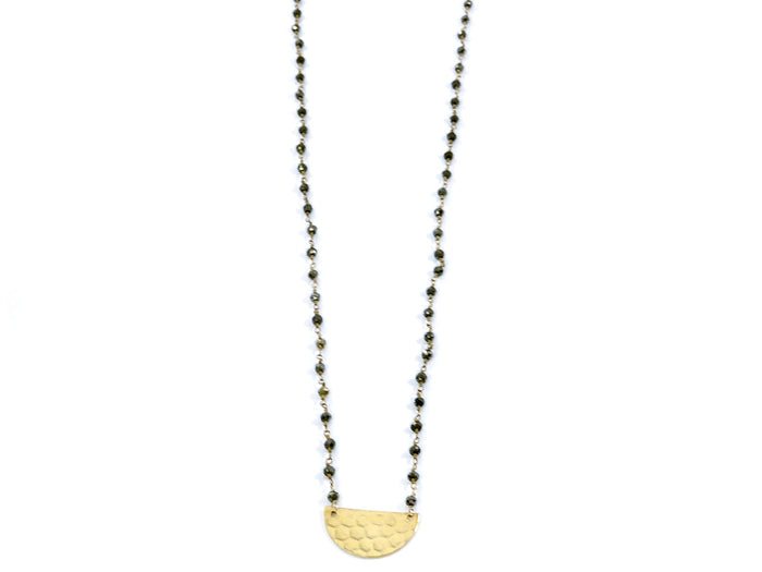 Crescent on Pyrite Chain Necklace