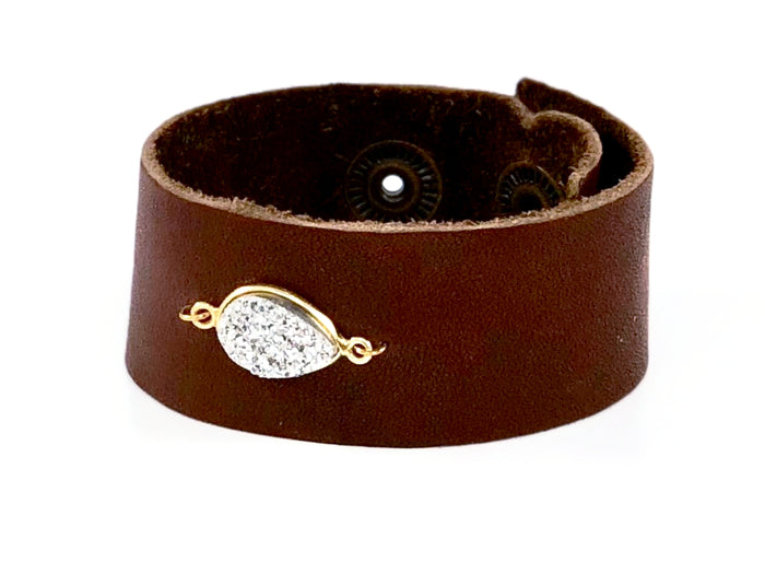 Druzy Leather Cuff Bracelet