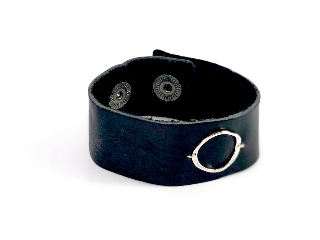 Circle on Leather Cuff Bracelet