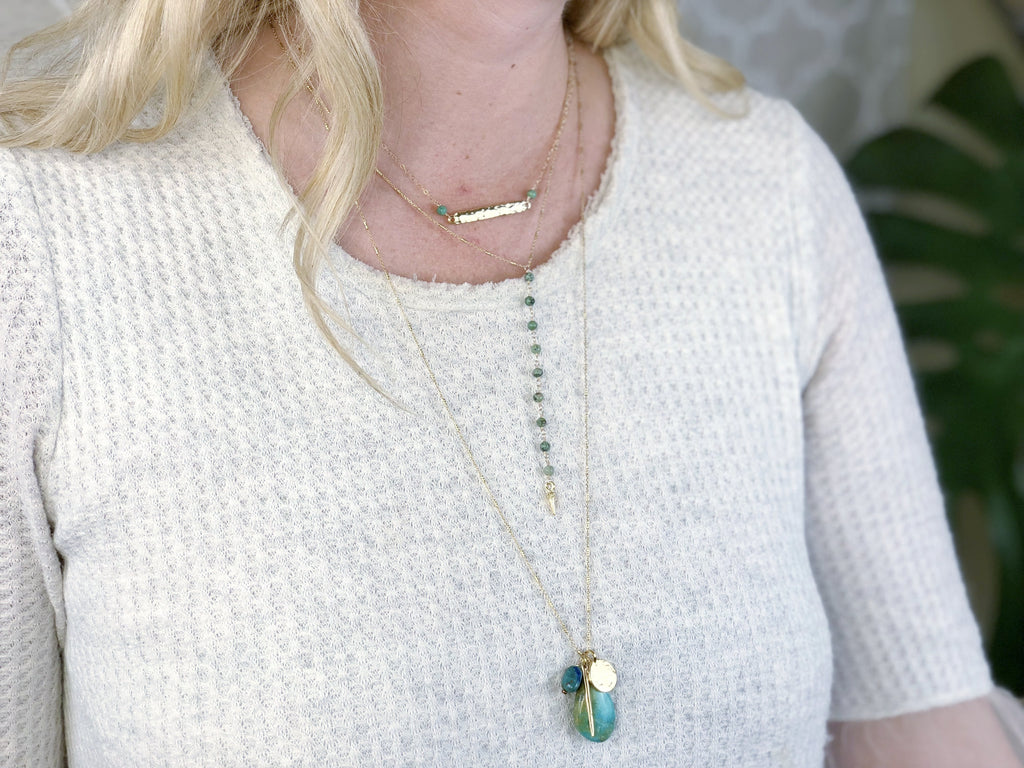 Turquoise Spike "Y" Necklace